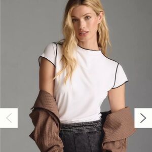 Anthropologie‎ DOLAN Contrast Stitch Tee White S